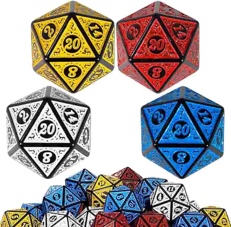 Genérico Kit 4 Dados D20 Runas Alto Relevo - RPG