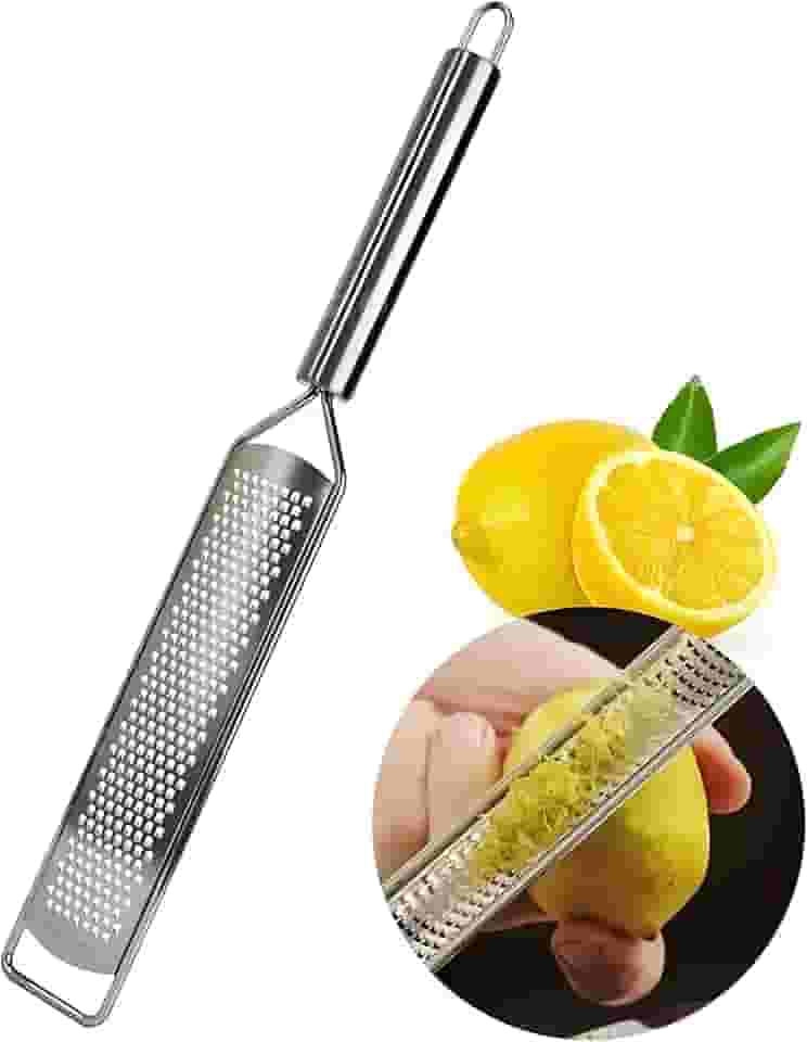 Ralador Zester 2 Faces em Aço Inox Premium – Utensílio de Cozinha Multiuso para Ralar Queijo, Casca de Limão, Gengibre, Noz-Moscada, Chocolate, Coco e Especiarias Secas, Leve e Durável