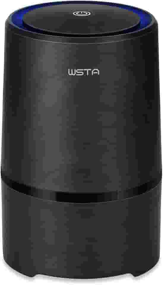 Purificador de ar de mesa, ionizador de ar, purificador de ar portátil, verdadeiro filtro de ar HEPA remove fumaça de cigarro, poeira, pólen, maus odores com cabo USB 5V e adaptador CA de 110 V (grão de madeira preta)