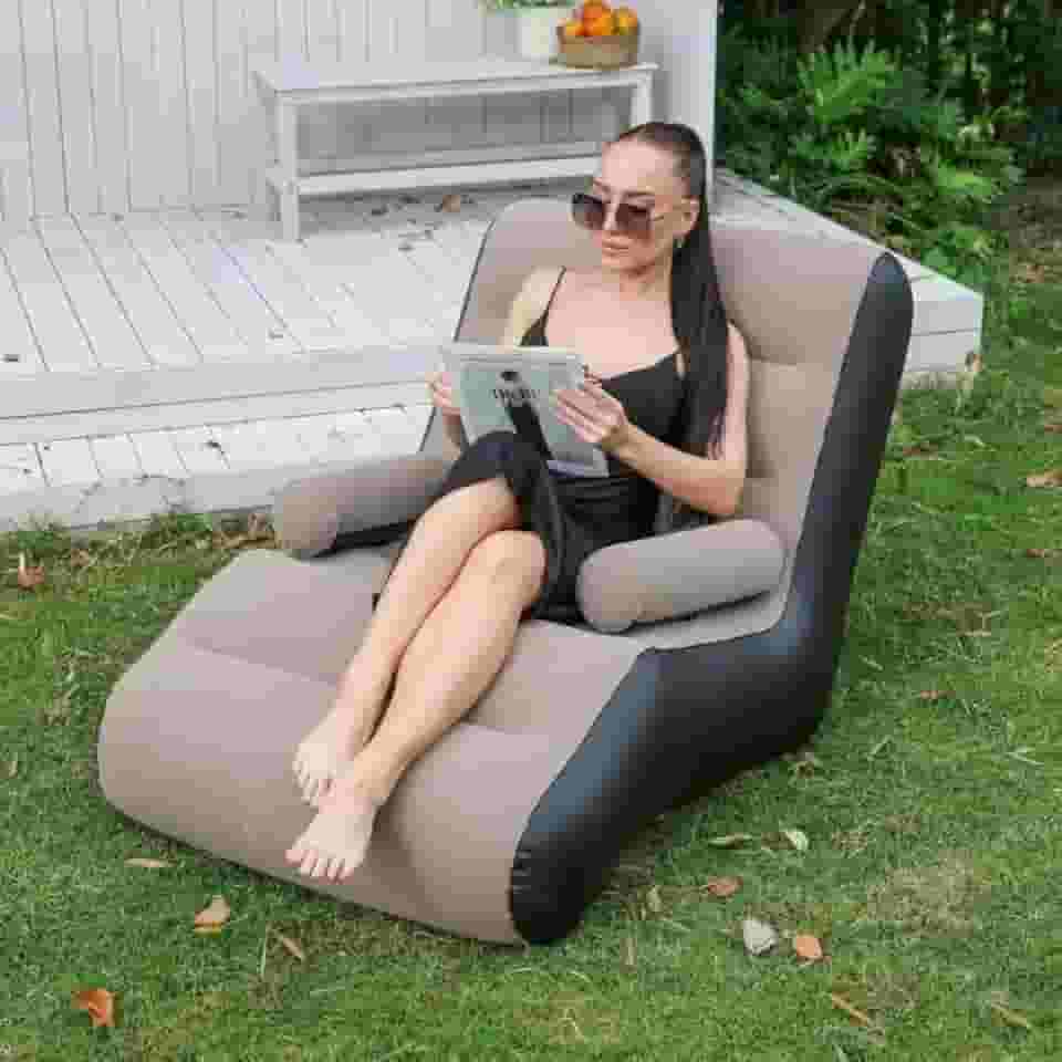 Espreguiçadeira Inflável Portátil | Conforto, Fácil Transporte e Design Moderno, Camping, Jardim, Praia, Acompanha a Bomba para Inflar