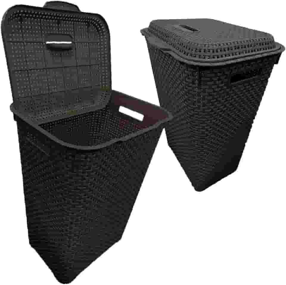 Cesto De Roupa Suja 72 Litros Resistente Lavanderia Com Tampa Organizador Roupas Lavanderia Banheiro (MARROM)