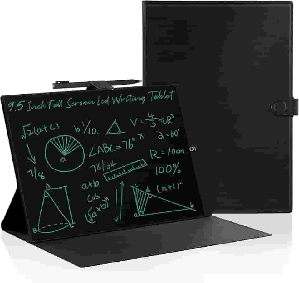 Tablet de escrita LCD para adultos: 9,5 polegadas com capa de couro, bloco de notas apagável reutilizável