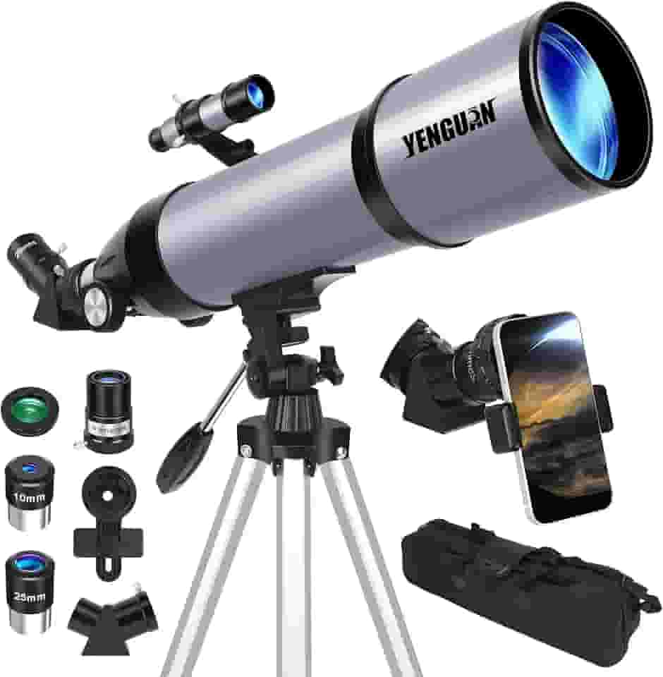 Telescópio para adultos e crianças abertura de 80 mm 600 mm, telescópio para adultos de alta potência, iniciantes em astronomia para ver planeta, ideal para presentes, com adaptador de telefone, bolsa
