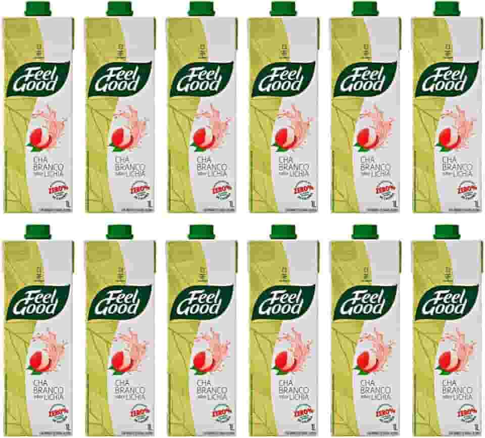 Kit 12 Chá Branco Sabor Lichia Feel Good Caixa 1l