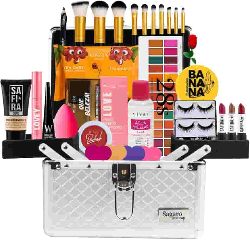 Maleta Super Completa Grande Maquiagem Profissional Linda (Pele Média)