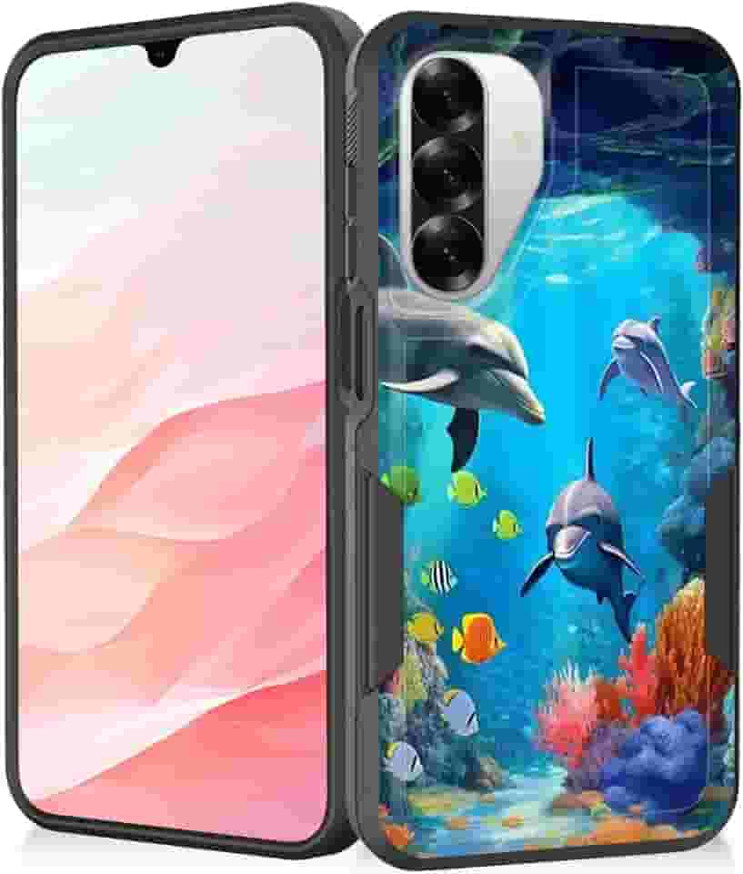 Capa para Galaxy A17 5G, capa protetora resistente à prova de choque resistente à prova de choque para Samsung Galaxy A17 5G 6,7 polegadas 2025, golfinhos do mundo subaquático