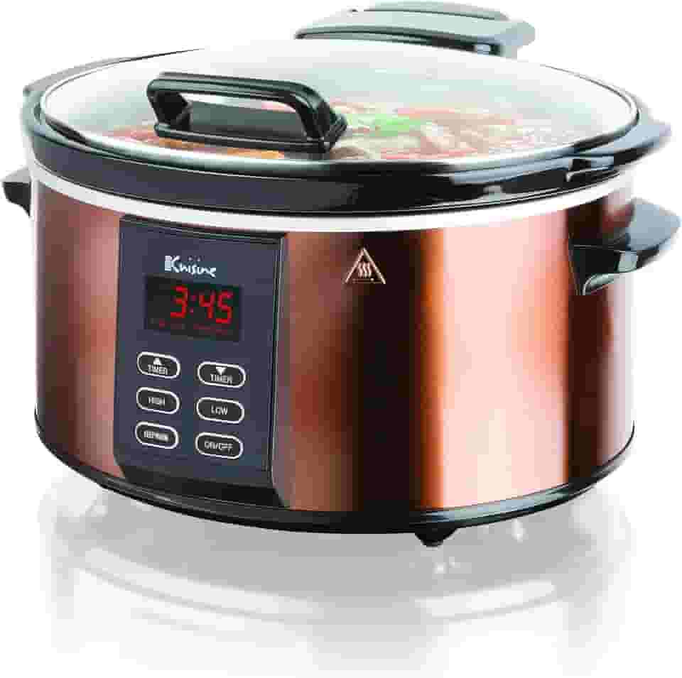 Panela digital elétrica de cozimento lento programável - 6qt - Acabamento em cobreigital Slow Cooker