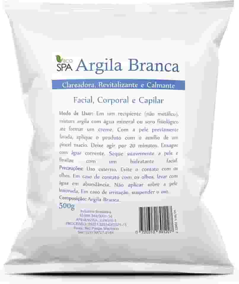 Argila Verde, Preta, Rosa, Branca, Amarela, Mascara Facial - Capilar 500g (BRANCA 500G)