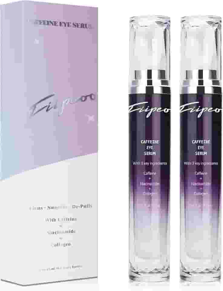 Creme para olhos com cafeína para olheiras - Soro para os olhos com cafeína infundido com colágeno e niacinamida, creme para inchaços e bolsas sob os olhos com rolo de depuffer de 360°