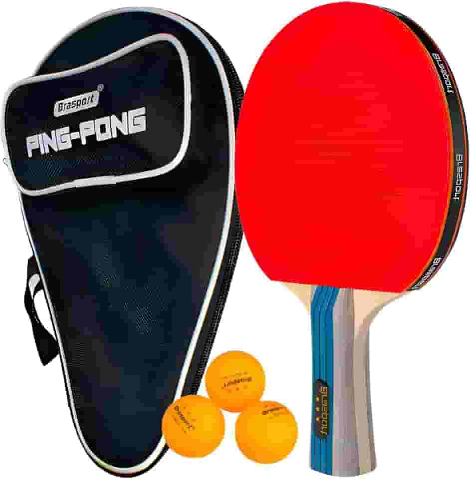 Raquete Profissional Para Tenis de Mesa Ping Pong Com Estojo e 3 Bolinhas Raqueteira