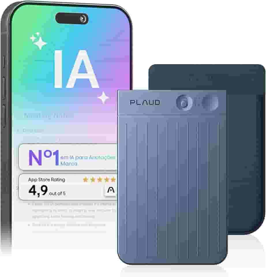 Gravador de voz com IA, gravador de áudio Plaud Note c/capa, controle de aplicativo, transcrição e resumo com tecnologia de IA, suporte a 112 idiomas, 64GB, para aulas, reuniões, chamadas