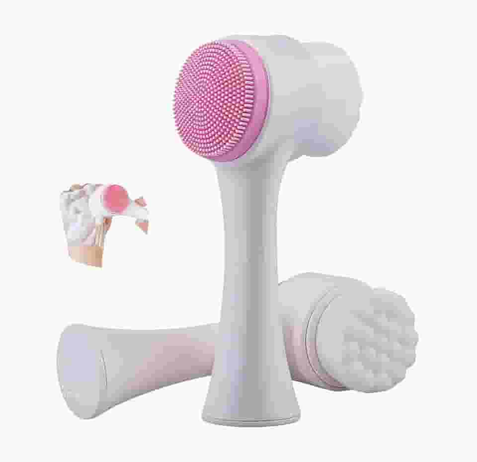 Escova de Limpeza Facial Manual 2 em 1 Massageador de Silicone Skincare Unissex Adequada para Uso Diário Limpeza Profunda Qualidade Premium Cores variadas