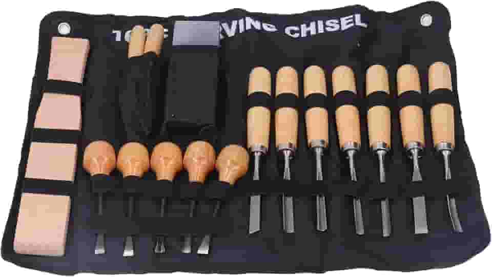 Conjunto de 16 peças de madeira para trabalhar madeira para facas, ferramentas de cinzel com bolsa portátil, entusiastas de bricolagem e entalhadores profissionais, marcenaria, escultura, reparo de móveis.