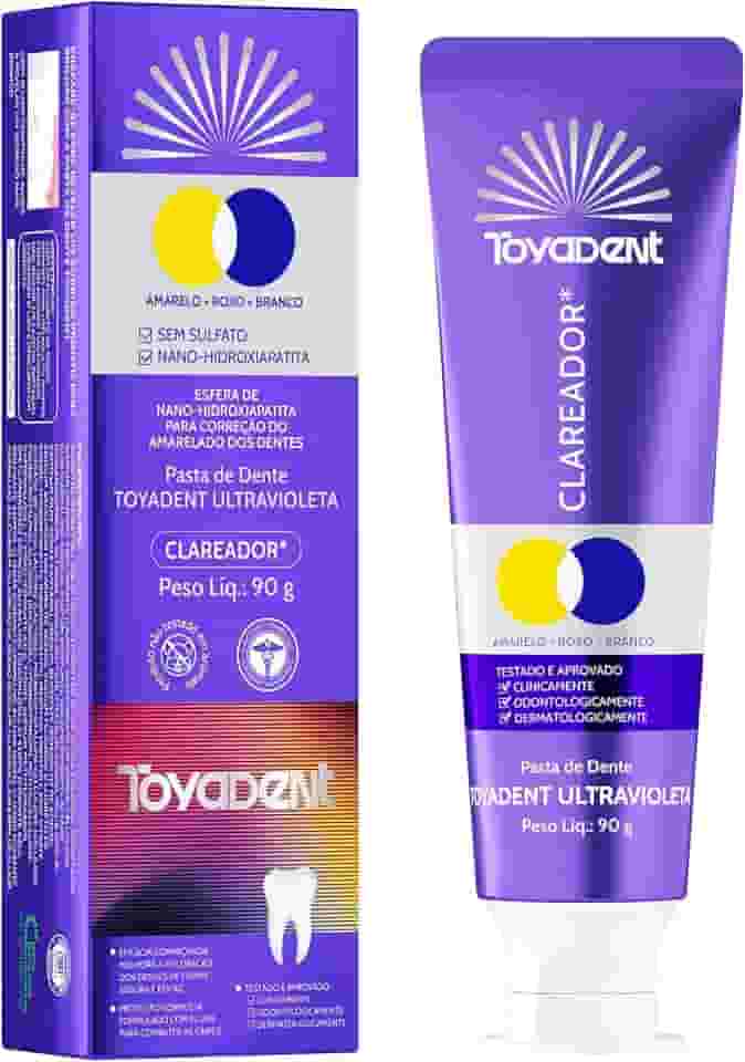 TOYADENT Pasta de Dente Roxa Clareadora e Reparadora 90g, Hálito Fresco, Com Flúor, Sabor Rum e Hortelã, Suave e Sem Aditivos, 1 Unidade