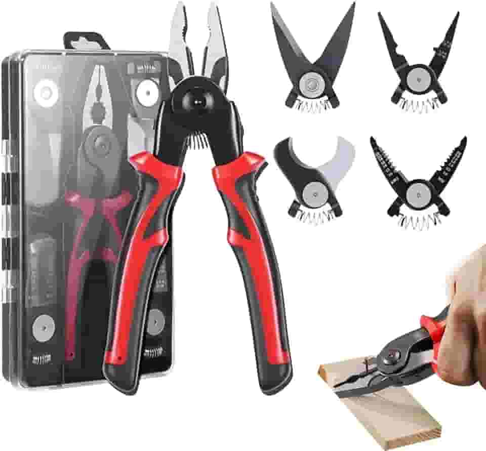 Kit Alicate Combinado 5 em 1, Ferramenta de alicate multifuncional portátil para serviço pesado, Alicate Intercambiável Eficiente Robusto Pega Confortável para Instaladores Reparadores Fio de Dous