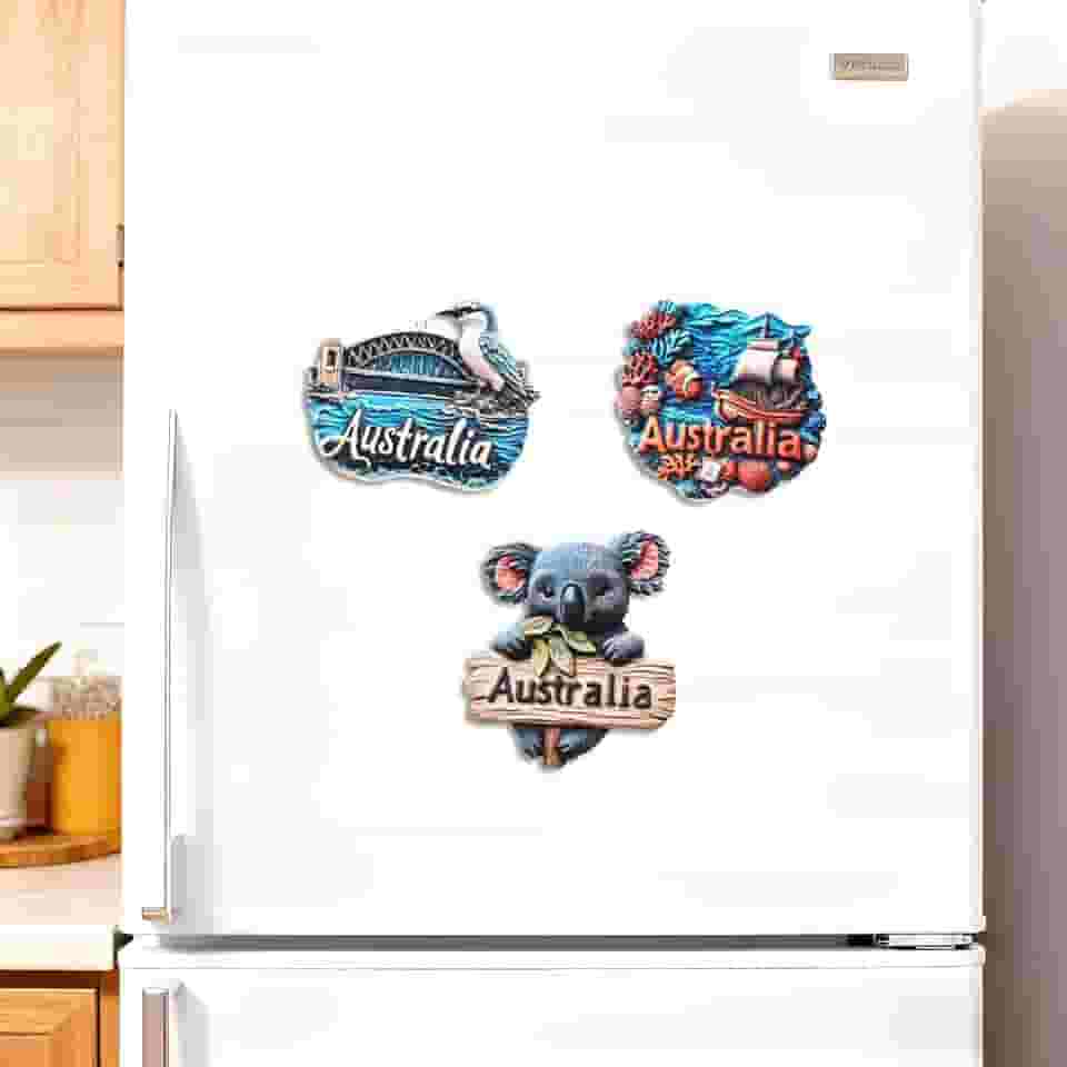 Conjunto de ímãs de geladeira de acrílico da Austrália, Ponte de Sydney, Grande Barreira de Corais, Ímãs de Geladeira Koala, Decoração de Casa de Lembrança de Viagem/BXT-T02