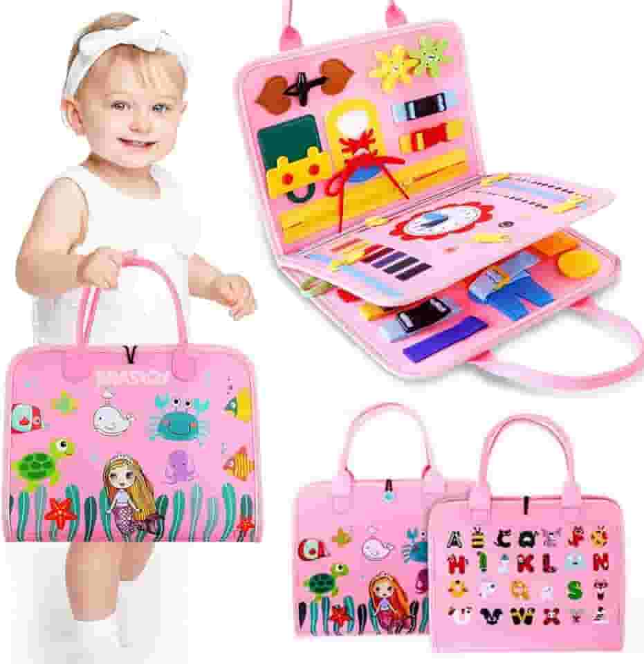 Brastoy Placa de Montessori Sensorial para Crianças Maleta Educativa Brinquedo (Rosa)