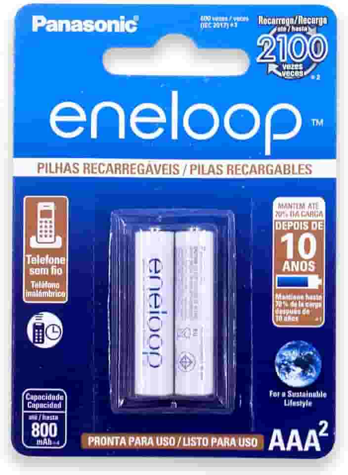 Pilha Recarregável Eneloop AAA (Palito) BK-4MCCE/2BB, Panasonic, Cartela com 2 unidades
