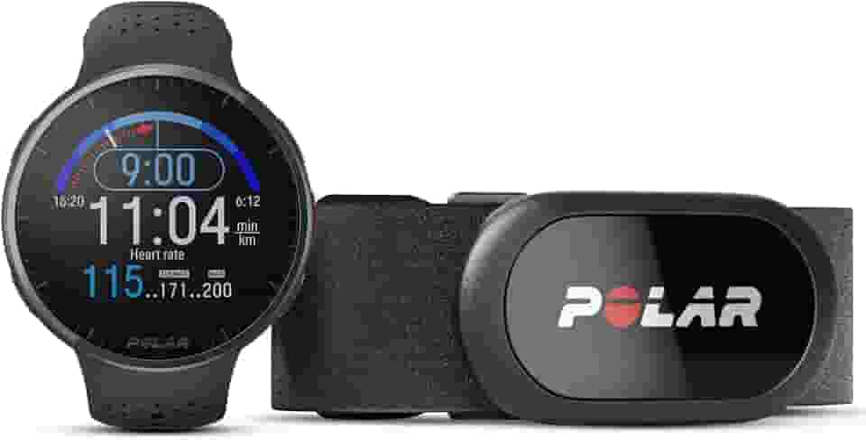 Polar Kit Pacer Pro Preto + Sensor de Frequência Cardíaca H10 Preto - Relógio com GPS, Ultraleve, Botões aderentes, Programas de treino e recuperação, Monitor de FC, Contraste de tela aprimorado