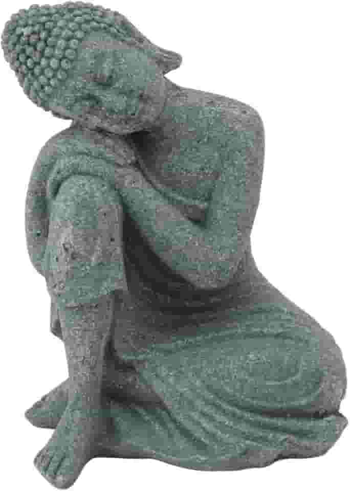 Estátua de Buda, escultura de arenito verde para sala de estar, escritório, decoração de casa de meditação (7135K-05)