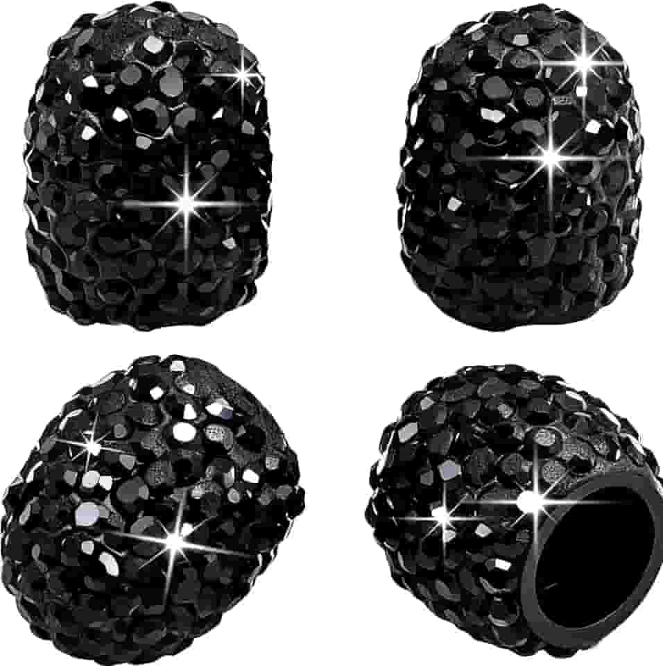 Tampas de haste de válvula de pneu, 4 peças de tampas de válvula de pneu de diamante luxuosas, tampas de ar decorativas para carro, SUV, motocicleta, bicicleta (preto)