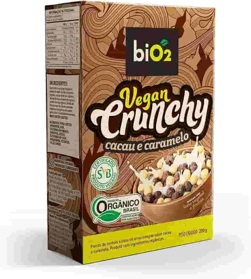 Cereal Matinal Orgânico biO2 Vegan Crunchy Cacau e Caramelo 200 g Vegano e sem Glúten