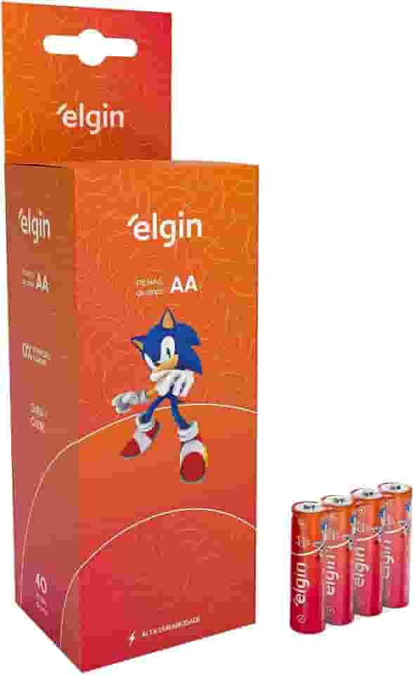 Caixa de Pilha AA com 40 unidades Elgin Palito - Tubo, Zinco