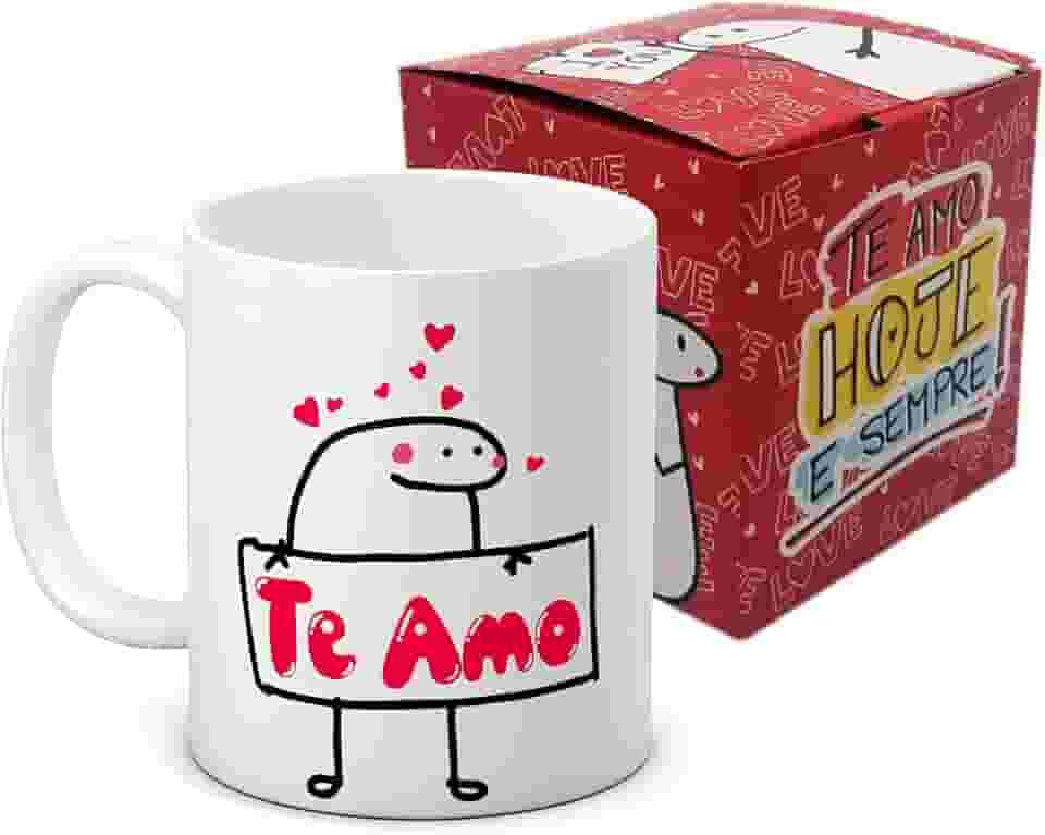 Caneca Com Caixinha Flork Te Amo meme palito presente namorado namorada Xicara 325ml divertida