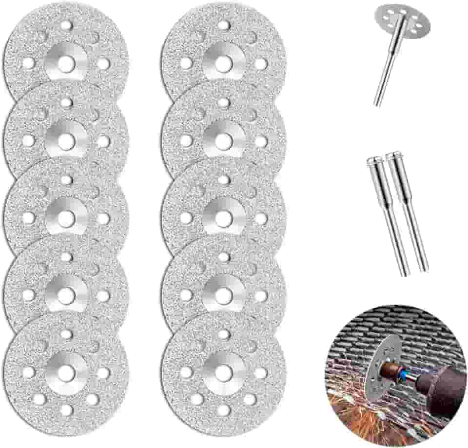 Kit Mini Disco Corte Diamantado Micro Retifica Premium Corta Piso Vidro Ferro Madeira Universal 10 Discos 2 Hastes