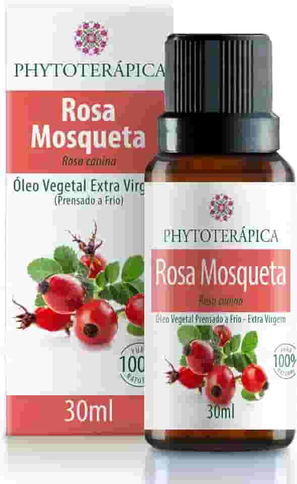 PHYTOTERAPICA- Óleo Vegetal de Rosa Mosqueta - Aromaterapia -Pele e Cabelo -Indicado para atenuar linhas e marcas de expressão, cicatrizes, estrias, queimaduras e assaduras - 100% Puro e Natural -30ml