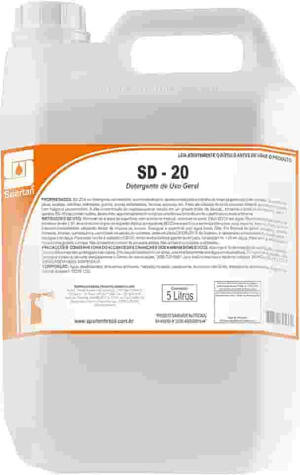 SD-20 Spartan com Citronela – Limpeza Profunda, Fragrância Cítrica Refrescante e Ação Repelente, Detergente Concentrado Ideal para Pisos e Áreas Externas 5L