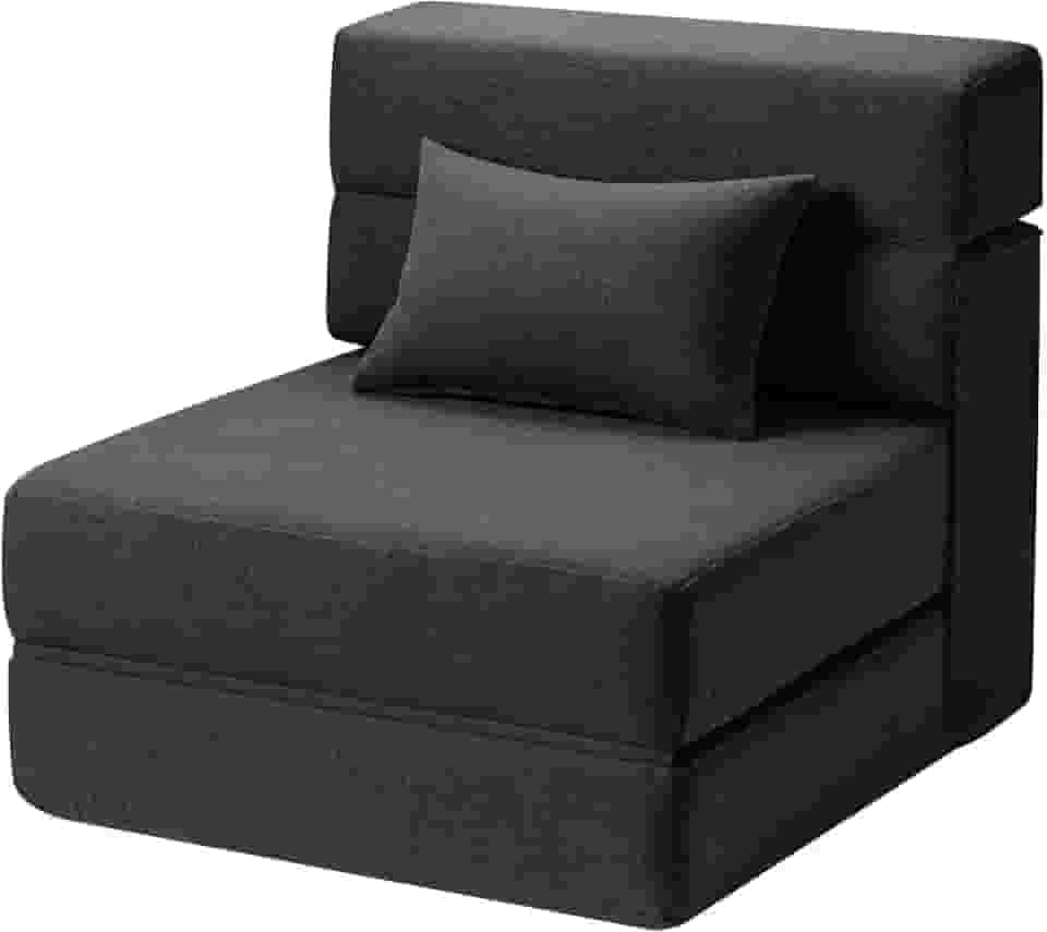 Sofá-cama Suyols dobrável com travesseiros, poltrona conversível em sofá e colchão, com espuma viscoelástica para sala/dormitório/quarto/escritório/apartamento/mezanino, solteiro 26, cinza-escuro