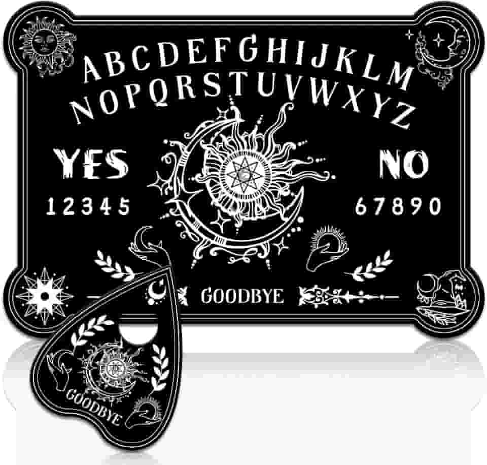 WEBEEDY Black Wooden Spirit Talking Board with Planchette Divination Board with Sun Moon and Star, Pendulum Dowsing Divination Boards Set for Adult Family Party Gathering Metaphysical Message Supplies