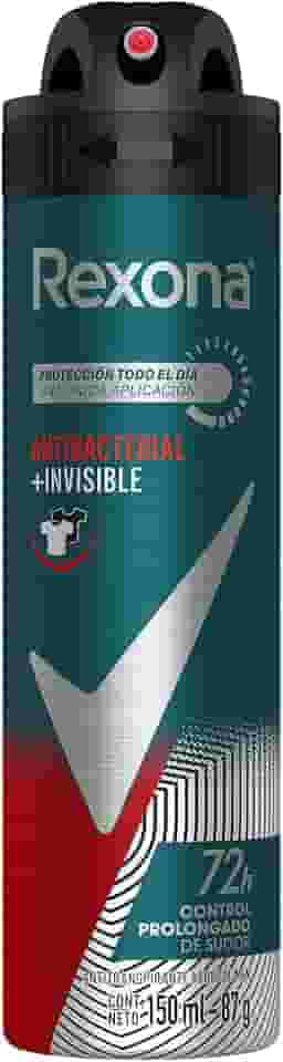 Desodorante Antitranspirante Aerosol Masculino Rexona Antibacterial + Invisible 72 horas 150ml (A embalagem pode variar)