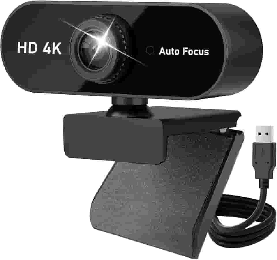 Webcam Ultra HD 4K, Webcams HD com Foco Automático e Usb,Microfone Embutido,PC,laptop,desktop,USB Plug and Play,estudo de conferências,reuniões,chamadas de víde, Home Office (4K)