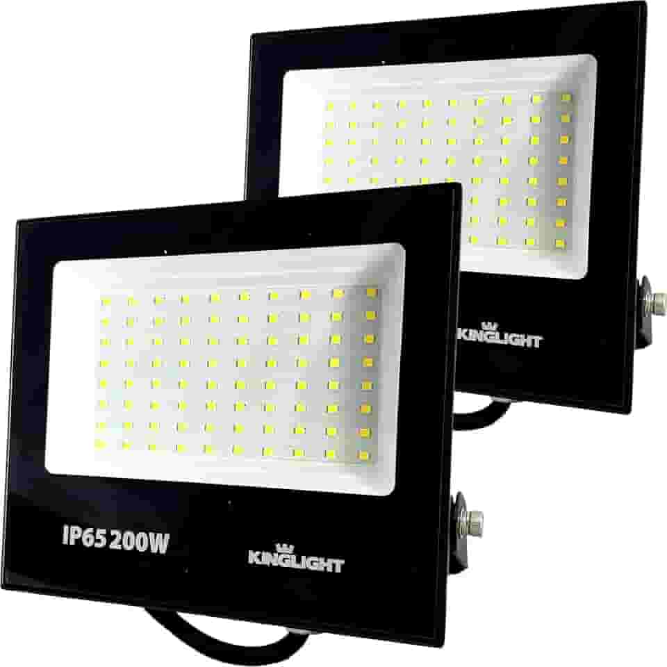 Kit 2 Refletor 200W Led Branco Frio 6500K IP65 16000lm Kinglight