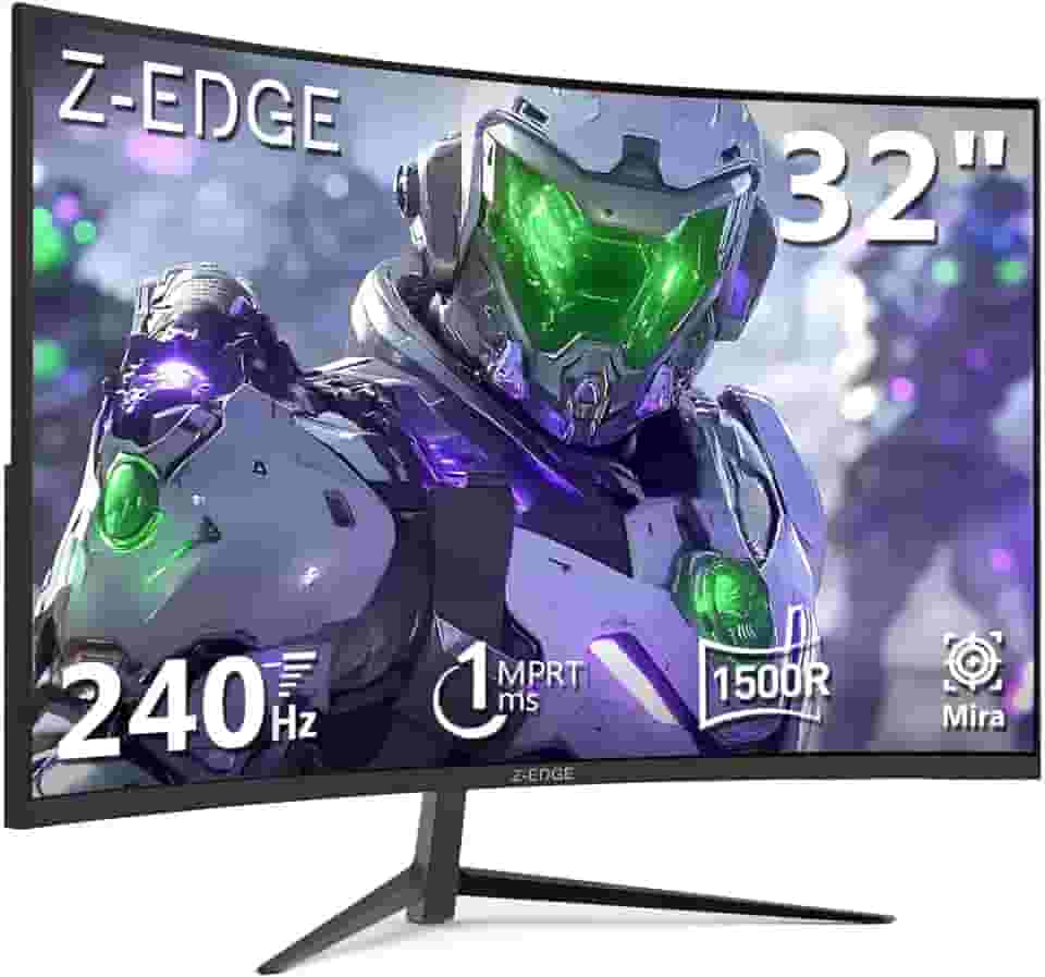 Monitor gamer curvo Z-Edge de 32Fpolegadas e 240 Hz, 1 ms MPRT, Full HD 1080P, painel VA, tela LED curva 16:9, brilho de 300 cd/m², 98% sRGB, FreeSync, DisplayPort e HDMI