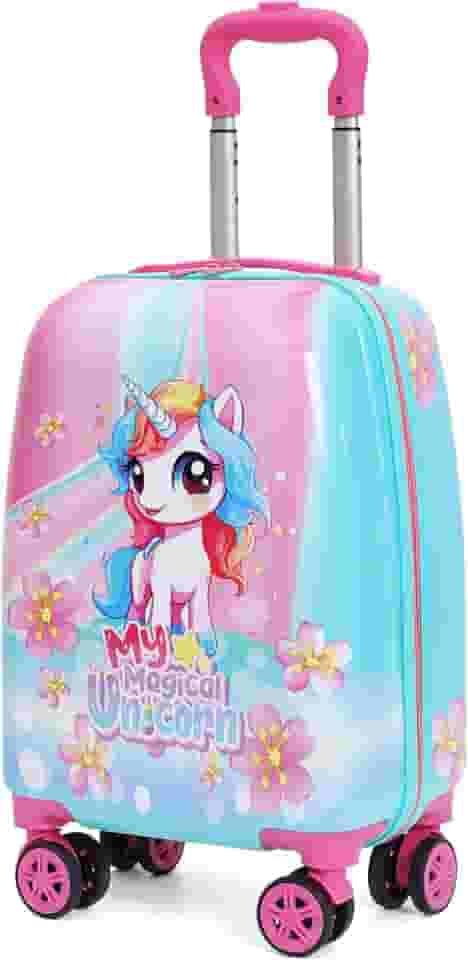 Mala Infantil Escolar/Viagem Com Giro 360º Skeet Resistente Unicornio Rosa