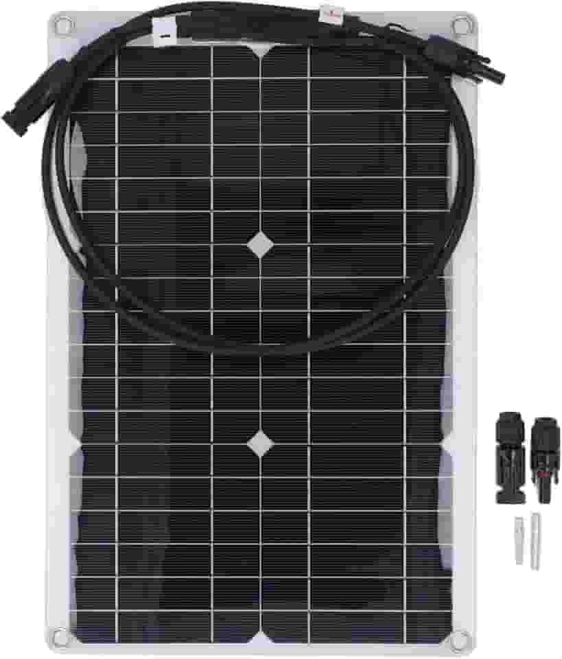 Painel Solar Flexível de 20 W 18 V, Placa de Carga Solar Monocristalina para Bateria de 12 V, Câmera de Segurança, Fora Rede, Carro de van Com Cabine de RV Marinho