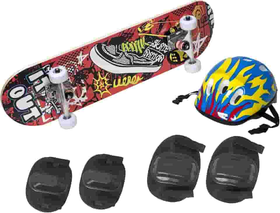 Skate Infantil Radical Iniciante 70 CM Tenis Vermelho BH Store