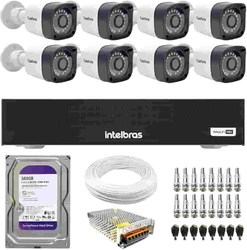 Kit 8 Câmeras Segurança Full HD DVR Intelbras 8 Canais Com HD Completo