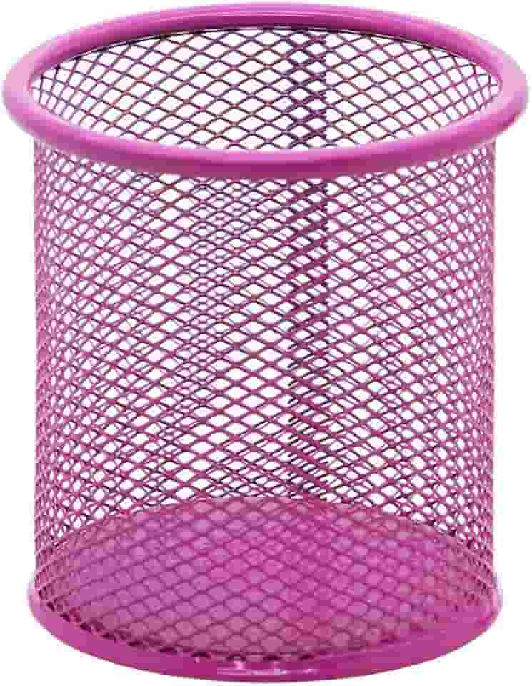 Porta Lápis e Caneta Aramado Redondo Rosa, BRW