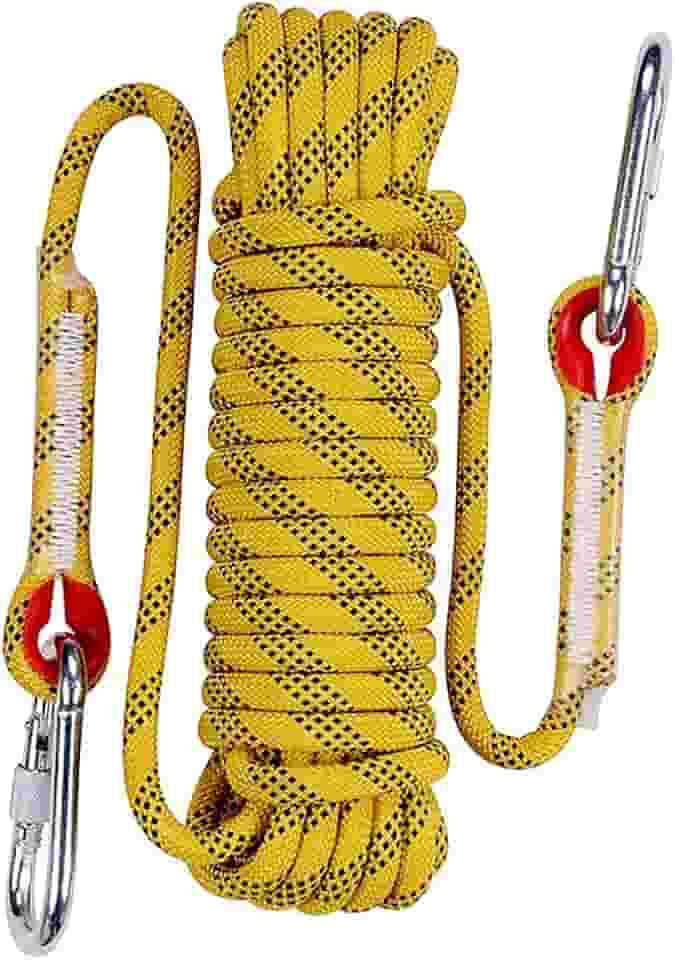 Aoneky Corda de escalada estática de 10 mm, corda de rapel de segurança para fuga de incêndio (amarelo 2, 32)