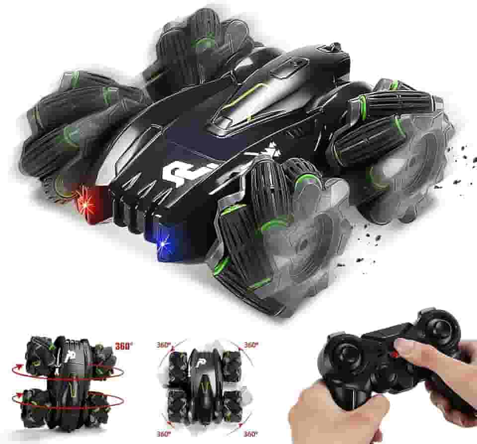 Carro de Controle Remoto para Crianças, Carro RC com Luzes LED e Efeitos Sonoros, Acrobacias Off-road de 2,4 GHz RC, Carro Recarregável com Rotação de 360°, Brinquedo para Crianças de 3 a 12 Anos.