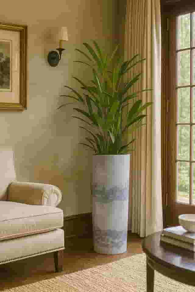 Vaso De Planta Grande Coluna Ibiza Decorativo Luxo Moderno Texturizado (CINZA)