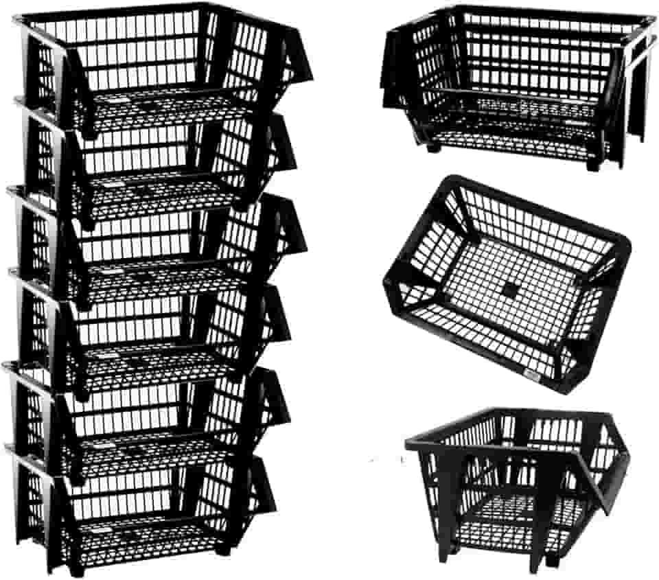 Kit 6 Cestos Expositores Empilhavel Organizador Preto