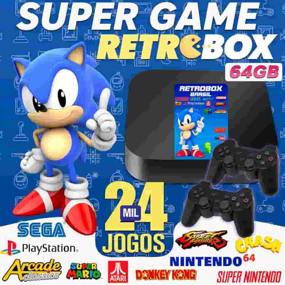 Vídeo Game Retro Gamer Box 24000 Jogos + 2 Controle Usb