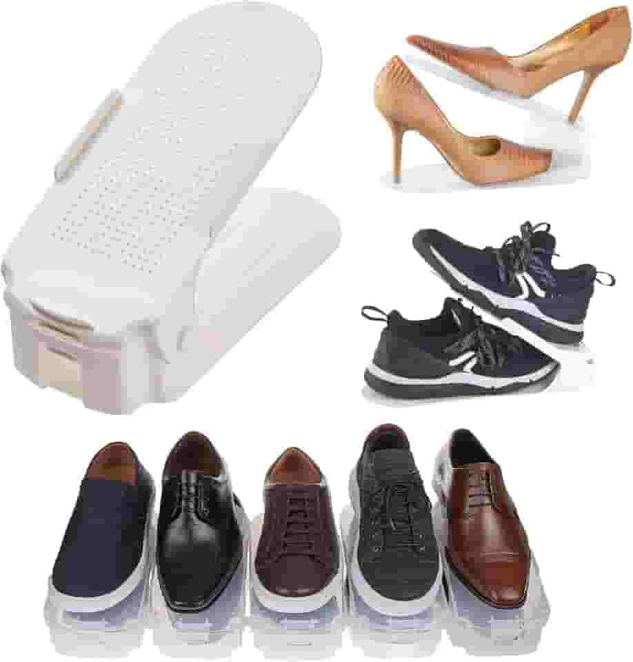 Kit 20 Organizadores de sapato, saltos e tênis com regulagem de altura - Branco
