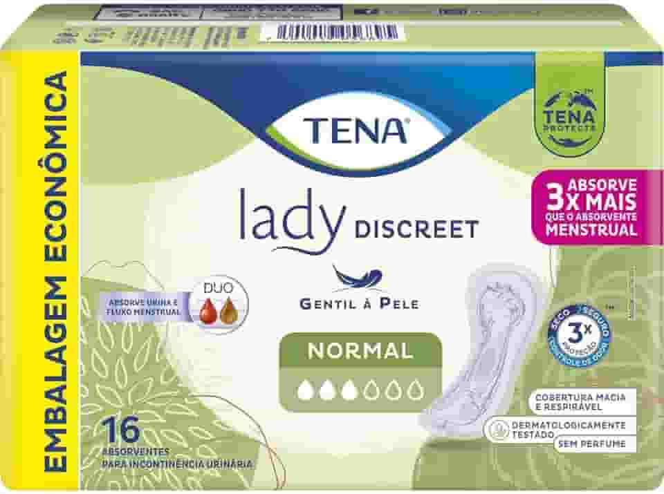 Tena Lady Discreet, Absorvente para Incontinência Urinária Leve, Normal, sem abas - 16 unidades