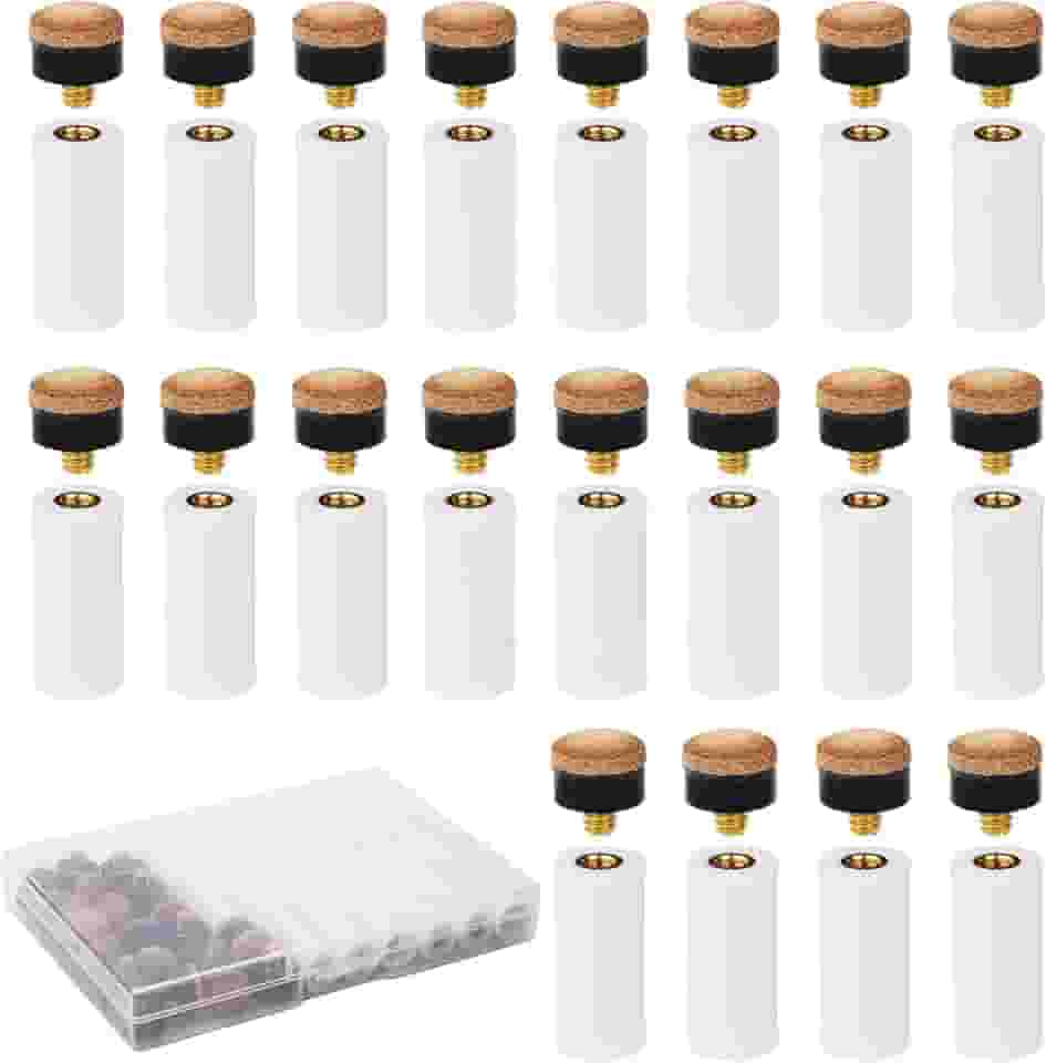 20 conjuntos de pontas de taco de sinuca, ponteiras de bilhar rosqueadas de substituição de 12 mm com pontas de taco de bilhar de couro marrom